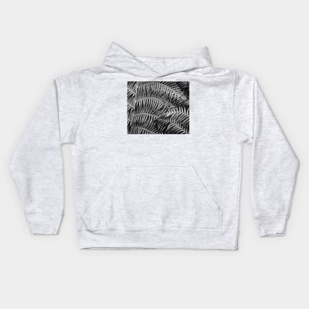 Wistful monochrome lush ferns Kids Hoodie by RoseAesthetic